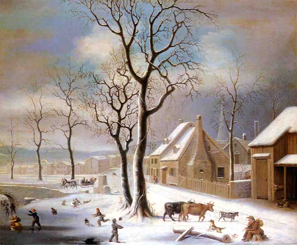 Village in Winter, vintage artwork by Robert Street, A3 (16x12") Poster Print