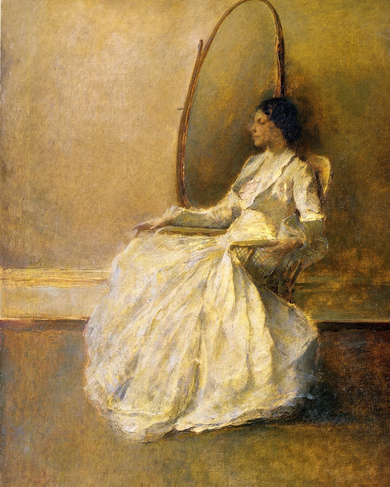 Lady in White (No. 1), vintage artwork by Thomas Wilmer Dewing, 12x8" (A4) Poster