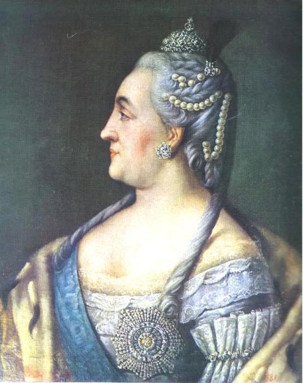 Portrait of Catherine II in Profile, vintage artwork by Alexey Petrovich Antropov, 12x8" (A4) Poster
