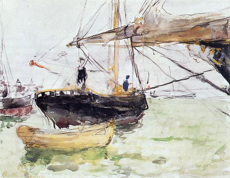 Aboard a Yacht, vintage artwork by Berthe Morisot, 12x8" (A4) Poster