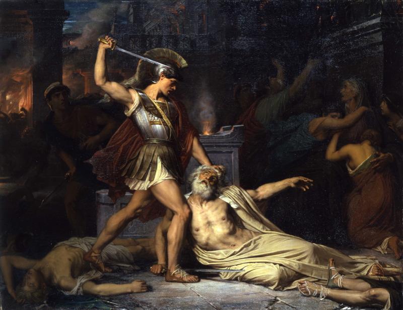 La Mort de Priam (The Death of Priamos), vintage artwork by Jules Joseph Lefebvre, 12x8" (A4) Poster