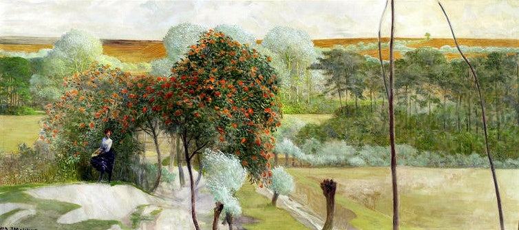 Landscape with rowan trees, vintage artwork by Jacek Malczewski, 12x8" (A4) Poster