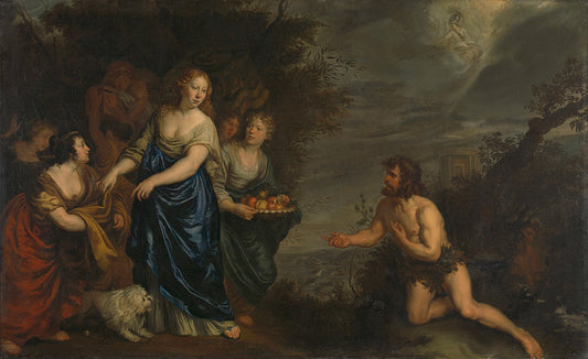Odysseus and Nausicaa, vintage artwork by Joachim von Sandrart, 12x8" (A4) Poster