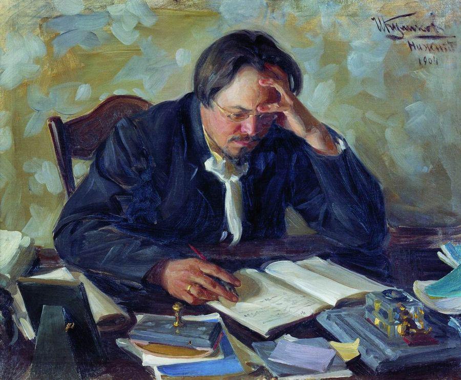 Portrait of E.N. Chirikov, vintage artwork by Ivan Kulikov, 12x8" (A4) Poster