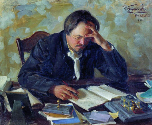 Portrait of E.N. Chirikov, vintage artwork by Ivan Kulikov, 12x8" (A4) Poster