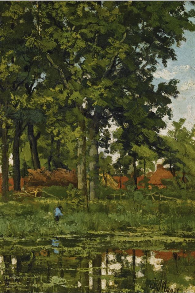 A Figure in a Wooded Landscape, vintage artwork by Jacob Maris, A3 (16 ...