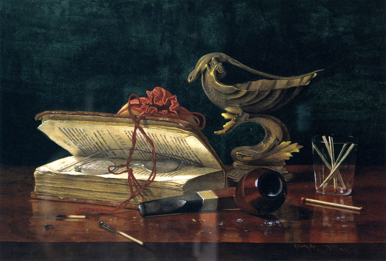 Book Closed over Spectacles, vintage artwork by Claude Raguet Hirst, 12x8" (A4) Poster