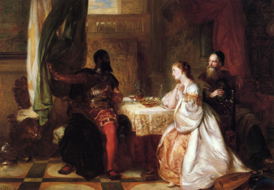 Othello Recounting His Adventures to Desdemona, vintage artwork by Robert Alexander Hillingford, 12x8" (A4) Poster