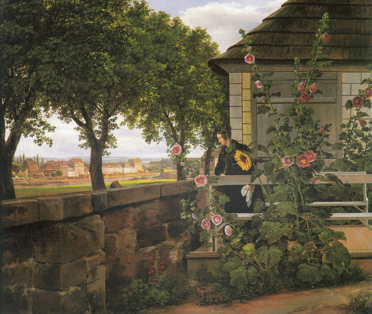 Julie Vogel in the Garden, vintage artwork by Johan Christian Claussen Dahl, A3 (16x12") Poster Print