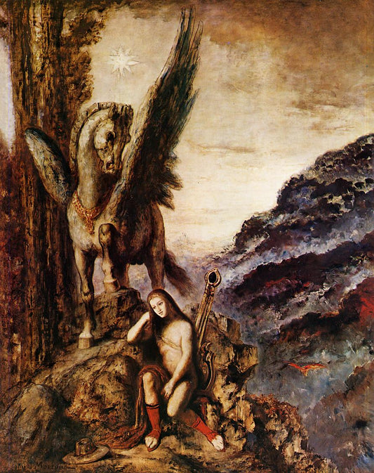 The Poet as a Wayfarer, vintage artwork by Gustave Moreau, 12x8" (A4) Poster