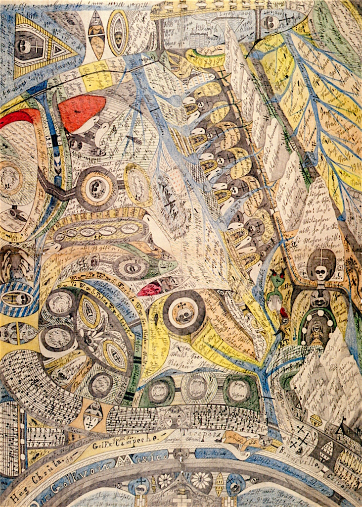The Gulf of Mexico, vintage artwork by Adolf Wölfli, 12x8" (A4) Poster