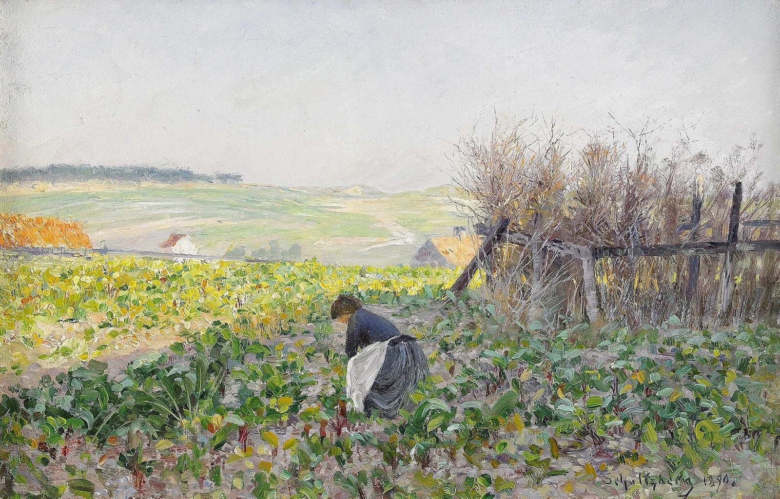 French Landscape, Etaples, vintage artwork by Anshelm Schultzberg, 12x8" (A4) Poster