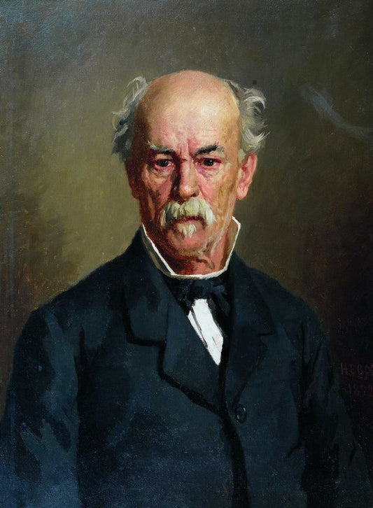 Portrait of Gerasim Kharitonenko, vintage artwork by Nikolai Vasilevich Nevrev, 12x8" (A4) Poster
