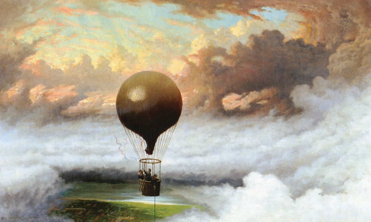 A Balloon in Mid-Air, vintage artwork by Jules Tavernier, 12x8" (A4) Poster
