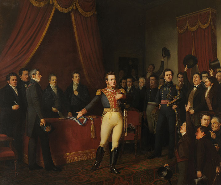 The Abdication of Bernardo O'Higgins, vintage artwork by Manuel Antonio Caro, 12x8" (A4) Poster