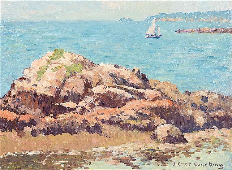 Wiley Sheet, East Gloucester, vintage artwork by Joseph Eliot Enneking, 12x8" (A4) Poster