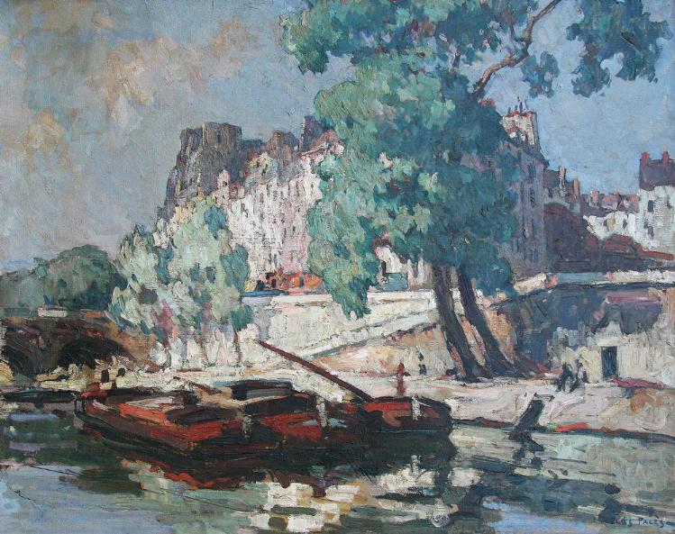 View of the Ile de St. Louis, Paris by Jules Eugene Pages,A3(16x12")Poster