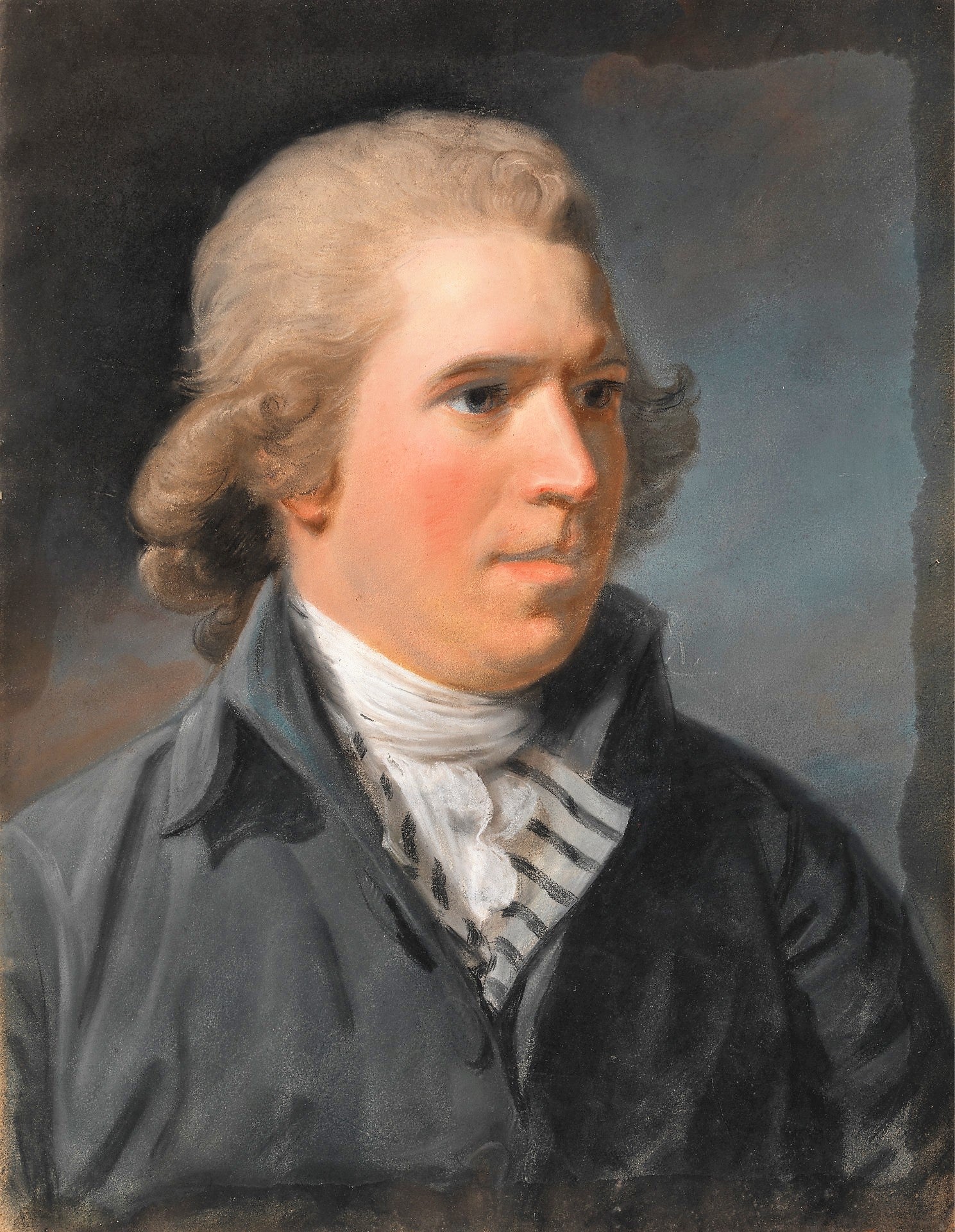 Portrait of a Gent Called Edmund Burke, vintage artwork by Attributed to John Russell, 12x8" (A4) Poster