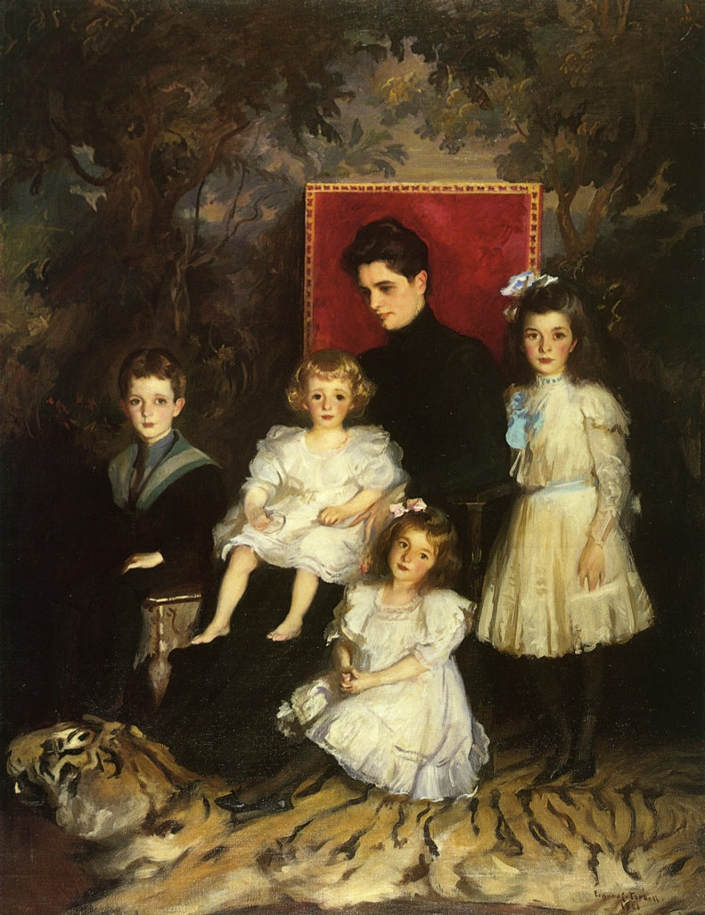 rs. Horatio Nelson Slater and Her Children by Edmund Tarbell,A3(16x12")Poster