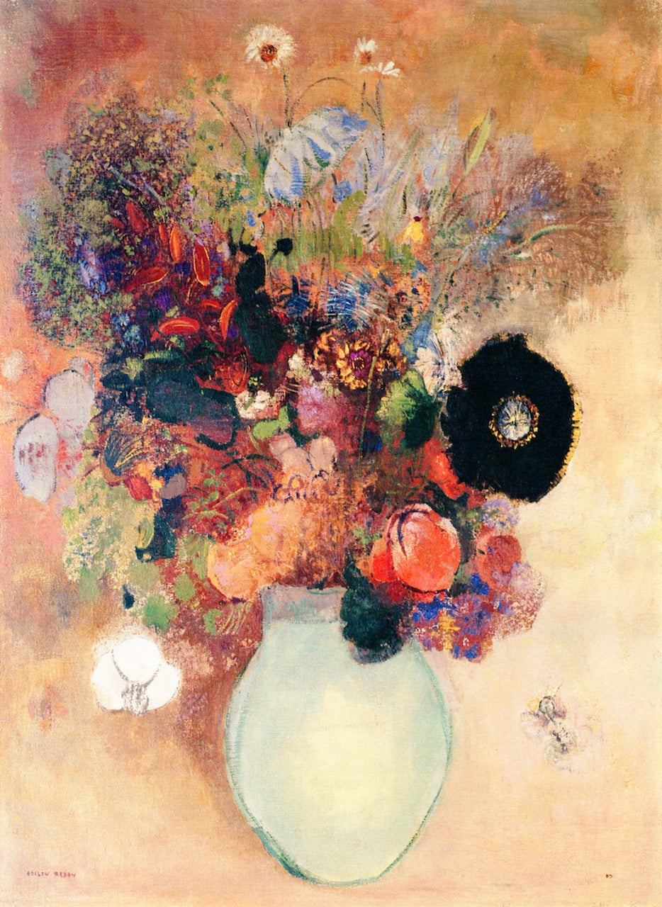 Black Poppy, vintage artwork by Odilon Redon, 12x8" (A4) Poster