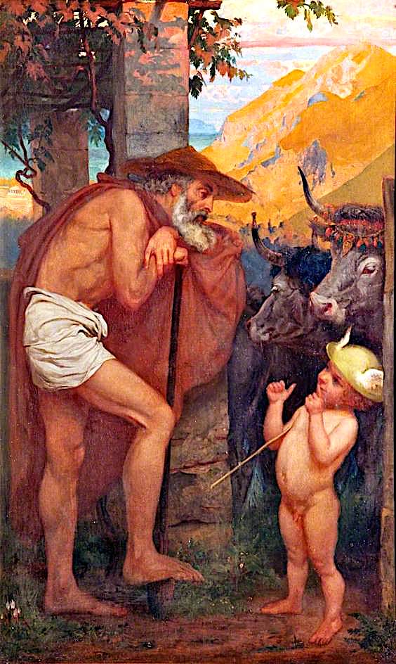Mercury Stealing the Cattle of the Gods, vintage artwork by Sir Edward John Poynter, 12x8" (A4) Poster