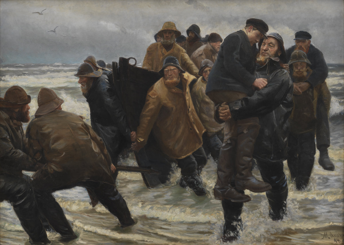 A Crew Rescued, vintage artwork by Michael Peter Ancher, 12x8" (A4) Poster