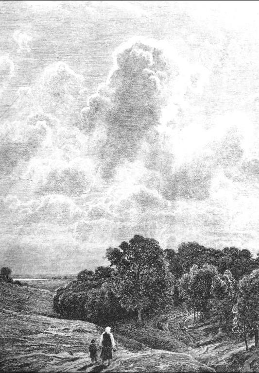 Clouds above a Grove, vintage artwork by Ivan Ivanovich Shishkin, 12x8" (A4) Poster