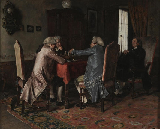 The Chess Game, vintage artwork by Tito Giovanni Lessi, 12x8" (A4) Poster