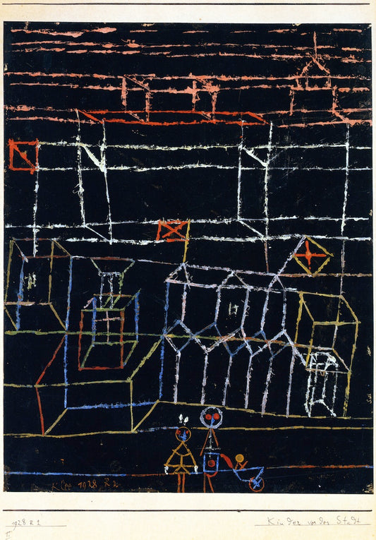 Children before a City, vintage artwork by Paul Klee, 12x8" (A4) Poster