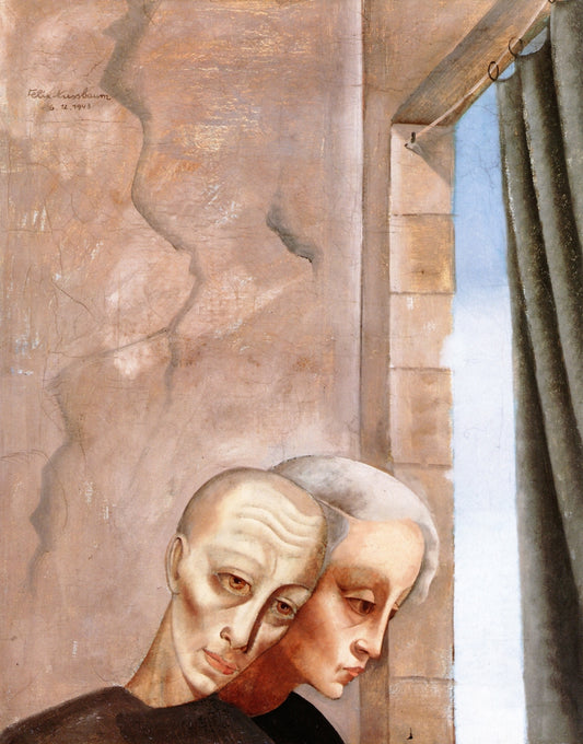 Couple Grieving, vintage artwork by Felix Nussbaum, 12x8" (A4) Poster