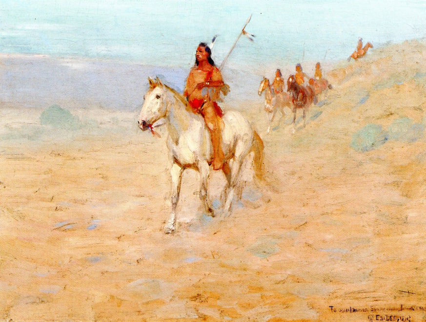 iew of Native Americans on Horseback by Edwin Willard Deming,A3(16x12")Poster
