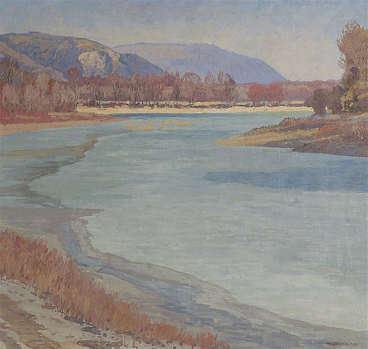 Donau in February Sunlight, vintage artwork by Max Kahrer, 12x8" (A4) Poster