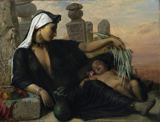 An Egyptian Fellah Woman with her Child, vintage artwork by Elisabeth Jerichau-Baumann, A3 (16x12") Poster Print