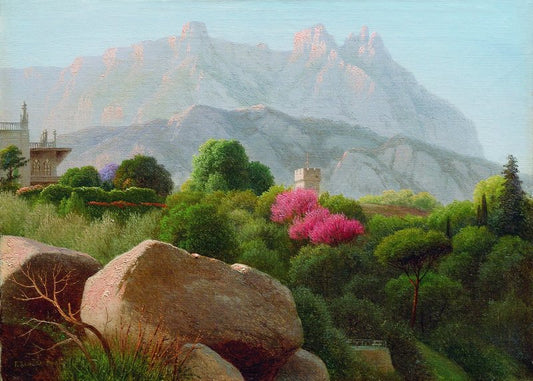 A View of Alupka, vintage artwork by Gavriil Kondratenko, 12x8" (A4) Poster