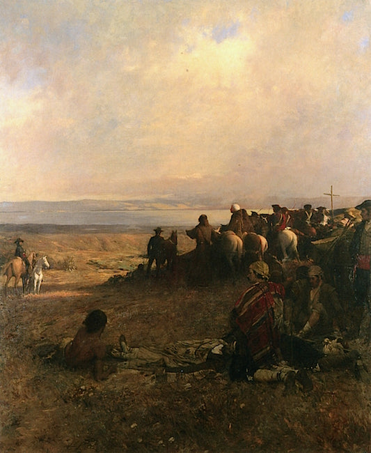 Discovery of the Bay of San Francisco by  Portolá, vintage artwork by Arthur Matthews, 12x8" (A4) Poster