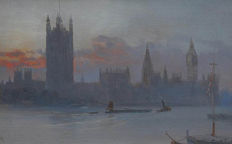 The River Thames with a Steamer by George Hyde Pownall,16x12(A3) Poster