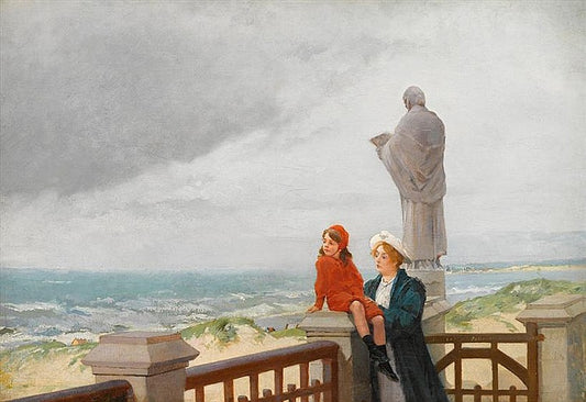 Looking Out to Shore, vintage artwork by Louis-Robert Carrier-Belleuse, 12x8" (A4) Poster