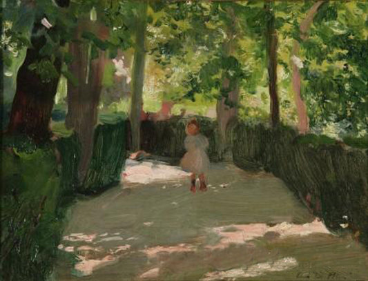 Jugando en el parque, vintage artwork by Cecilio Pla y Gallardo, 12x8" (A4) Poster