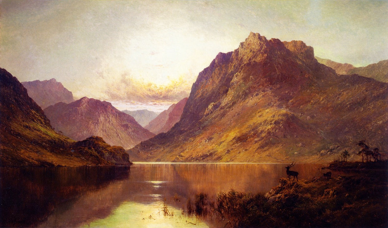 Ben Nevis at Sunrise, vintage artwork by Alfred de Breanski, Sr., 12x8" (A4) Poster