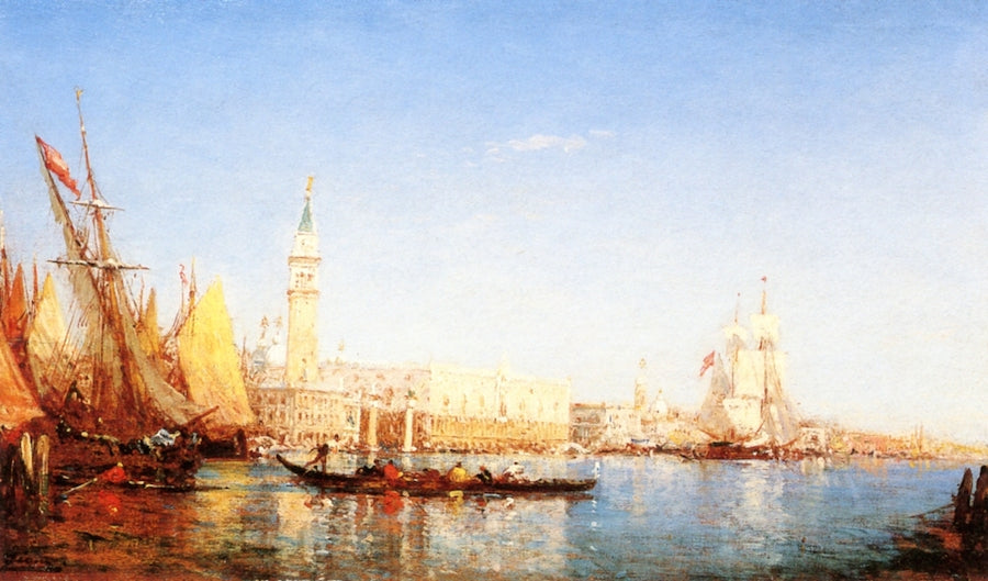 Venise, le bassin vue de la Giudecca, vintage artwork by Felix-Francois-Georges-Philbert Ziem, 12x8" (A4) Poster