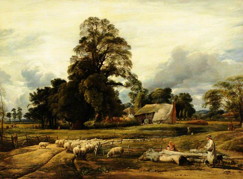 Kingsley Village, near Thame, Oxfordshire, vintage artwork by John Linnell, A3 (16x12") Poster Print