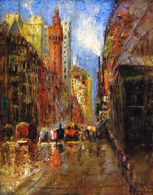 Madison Avenue after the Rain, vintage artwork by Glen Cooper Henshaw, 12x8" (A4) Poster