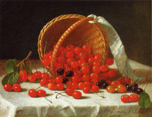 Cherries Spilling from a Basket, vintage artwork by John F. Francis, A3 (16x12") Poster Print