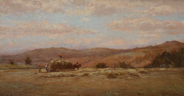 Haying in New England, vintage artwork by William Preston Phelps, 12x8" (A4) Poster