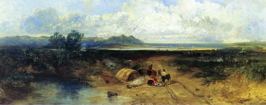 The Rivals, from Malldraeth Bay, Anglesey, vintage artwork by John Wright Oakes, A.R.A., A3 (16x12") Poster Print