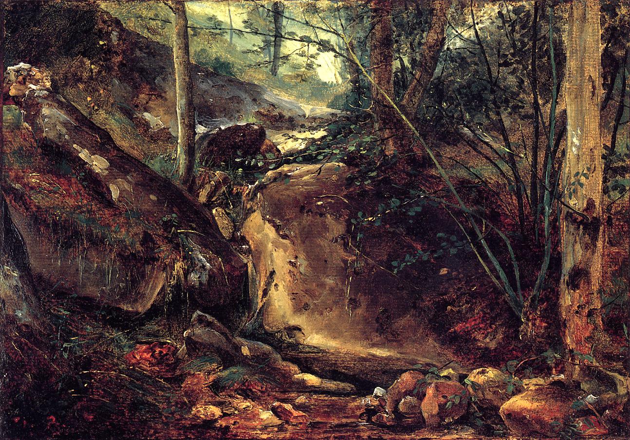 Mountain Stream in the Auverne, vintage artwork by Theodore Rousseau, A3 (16x12") Poster Print