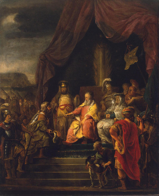 Moses and Jethro, vintage artwork by Ferdinand Bol, 12x8" (A4) Poster