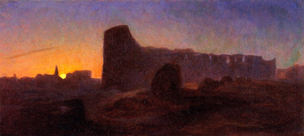 Sunset on the Colosseum, rome, vintage artwork by Thomas Hiram Hotchkiss, 12x8" (A4) Poster