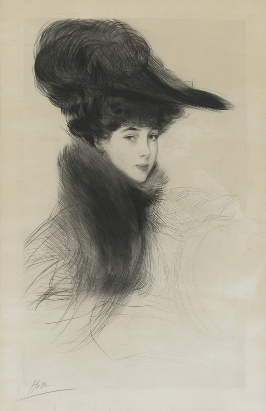 Portrait of Consuelo Vanderbilt, vintage artwork by Paul Cesar Helleu, 12x8" (A4) Poster