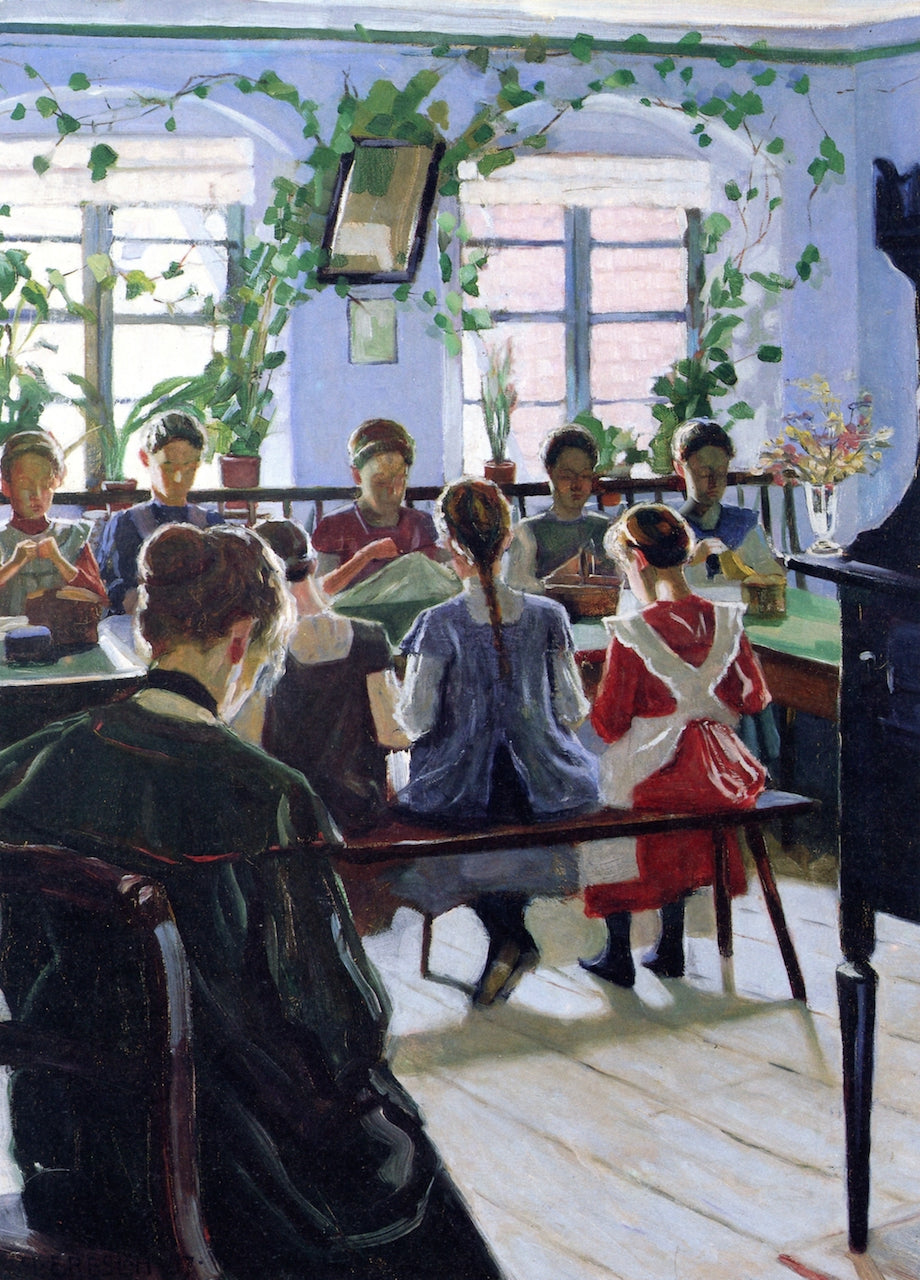 Sewing School by Adolf Erbslöh,16x12(A3) Poster